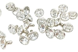 DAS GARDEN 100 Sets Cz Colorful Crystal Rivets Silver Color Spots Studs Double Cap for DIY Leather-Craft (Clear White, 8MM)