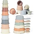 AMCHSURI Baby Bath Toys for Kids Ages 1-3 14 PCS Mold Free Toddler Bath Toys for 2-4 Bathtub Water Toys Stacking Cups for Babies 6-12 Months Early Learning Educational Gifts