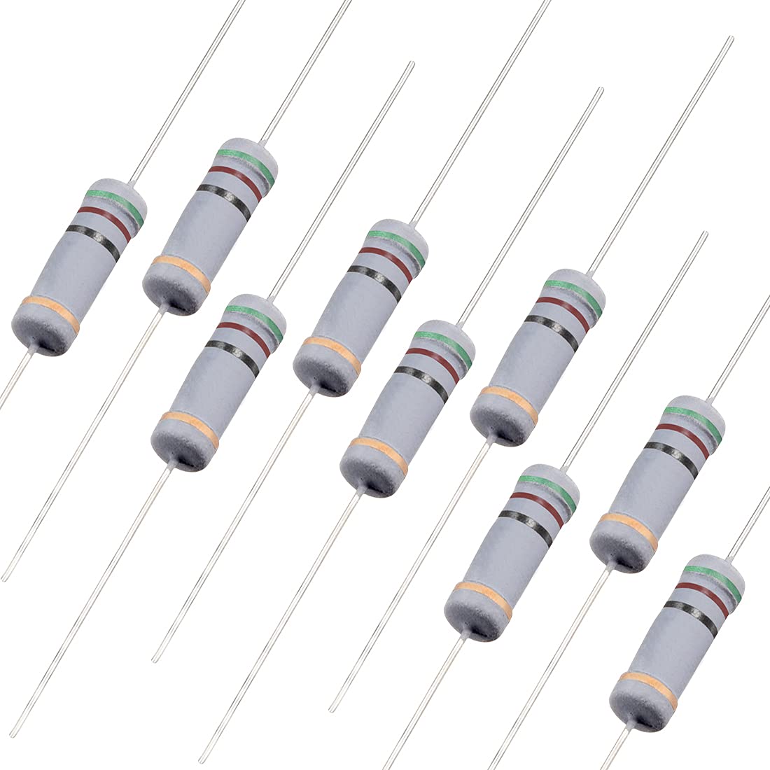 Photo 1 of uxcell 50Pcs 51 Ohm Resistor, 2W 5% Tolerance Carbon Film Resistors, 4 Bands for DIY Electronic Projects and Experiments