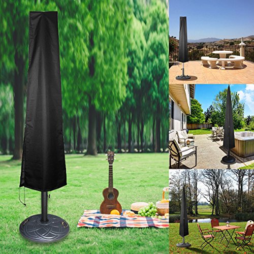 UPSTONE Umbrella Covers Waterproof Parasol Patio Umbrella Covers with Zipper and Telescopic Rod for 7ft to 11 ft Outdoor Umbrellas,Black 420D Oxford Fabric