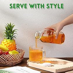 Peryiter 6 Pcs Glass Milk Bottle with Lid Reusable