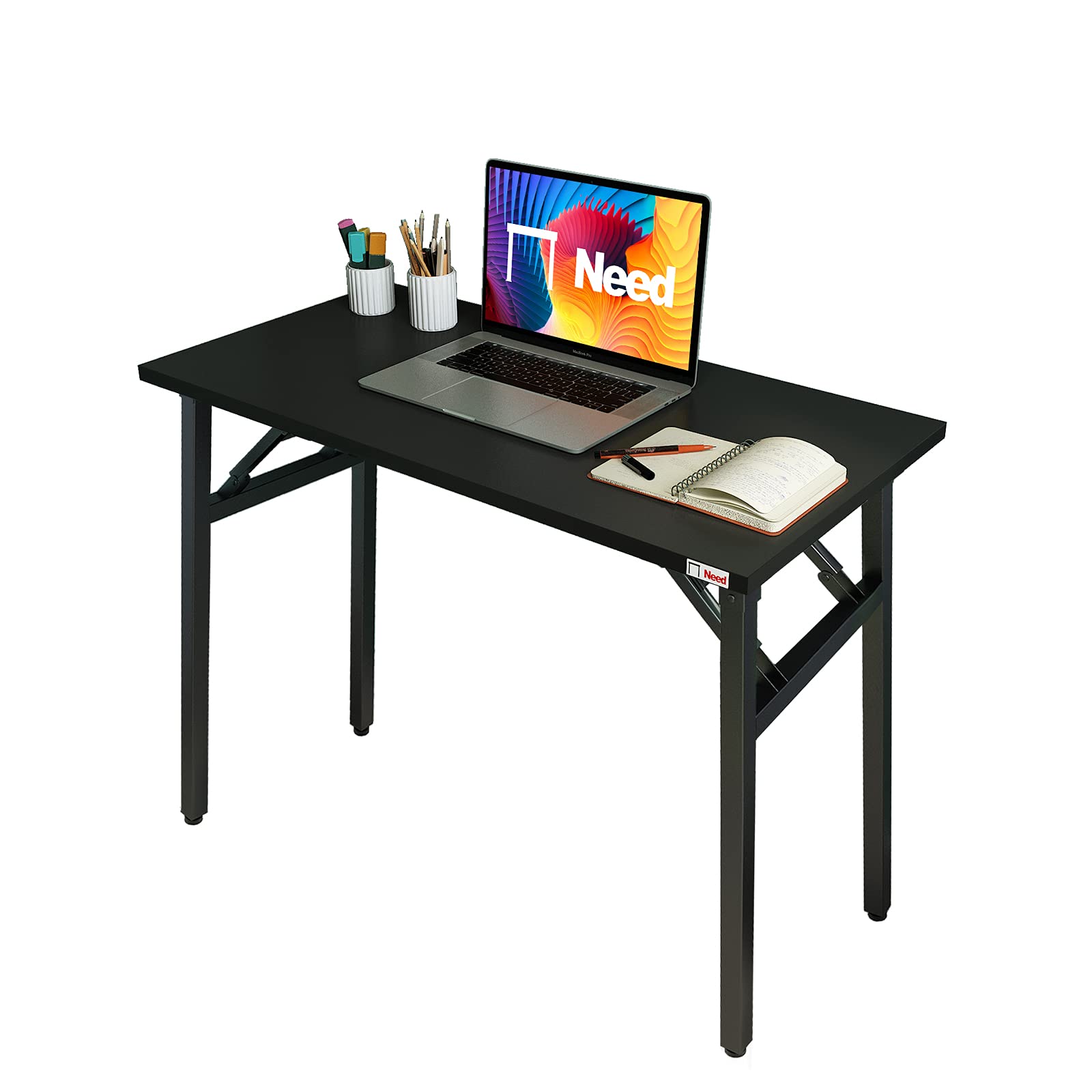 Photo 1 of Need Folding Desk - 31 1/2" No Assembly Foldable Small Computer Table,Sturdy and Heavy Duty Writing Desk for Small Spaces, Black&Black Frame