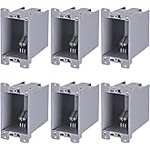 LEONLITE Old Work Electrical Outlet Box One Gang, Ultra-deep 20 Cubic Inch Device Box, PVC Electrical Junction Box for Switch, GFCI, Outlet Box for Home Improvement, ETL Listed, Gray, Pack of 6