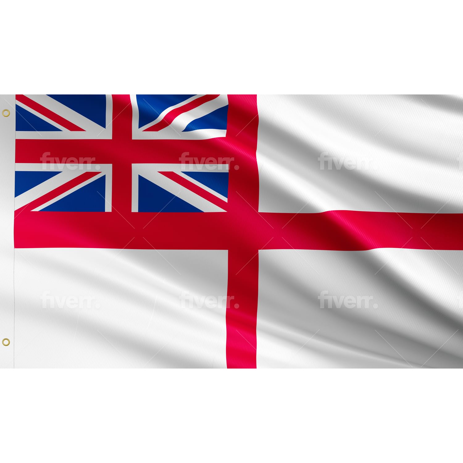 White Ensign Flag With 2 Metal Eyelets Large 5x3' Royal Navy Of United Kingdom Banner