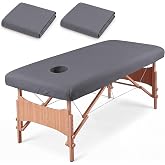 Chicplaid 2 Pcs Massage Table Sheets with Face Hole, Fitted Sheets,Gray | Cloud Like Comfort Weightless Touch TPU Protective Sheet Professional Spa Table Cover for Estheticians Salons
