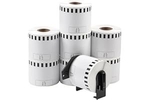LUCKYGUARD 2-3/7"x 100' Continuous Labels Replacement for Brother DK-2205 Paper Label Maker Tape Use with QL-1060N QL-1050 QL-720 QL-710 QL-570 (8 Rolls,1 Reusable Frame)