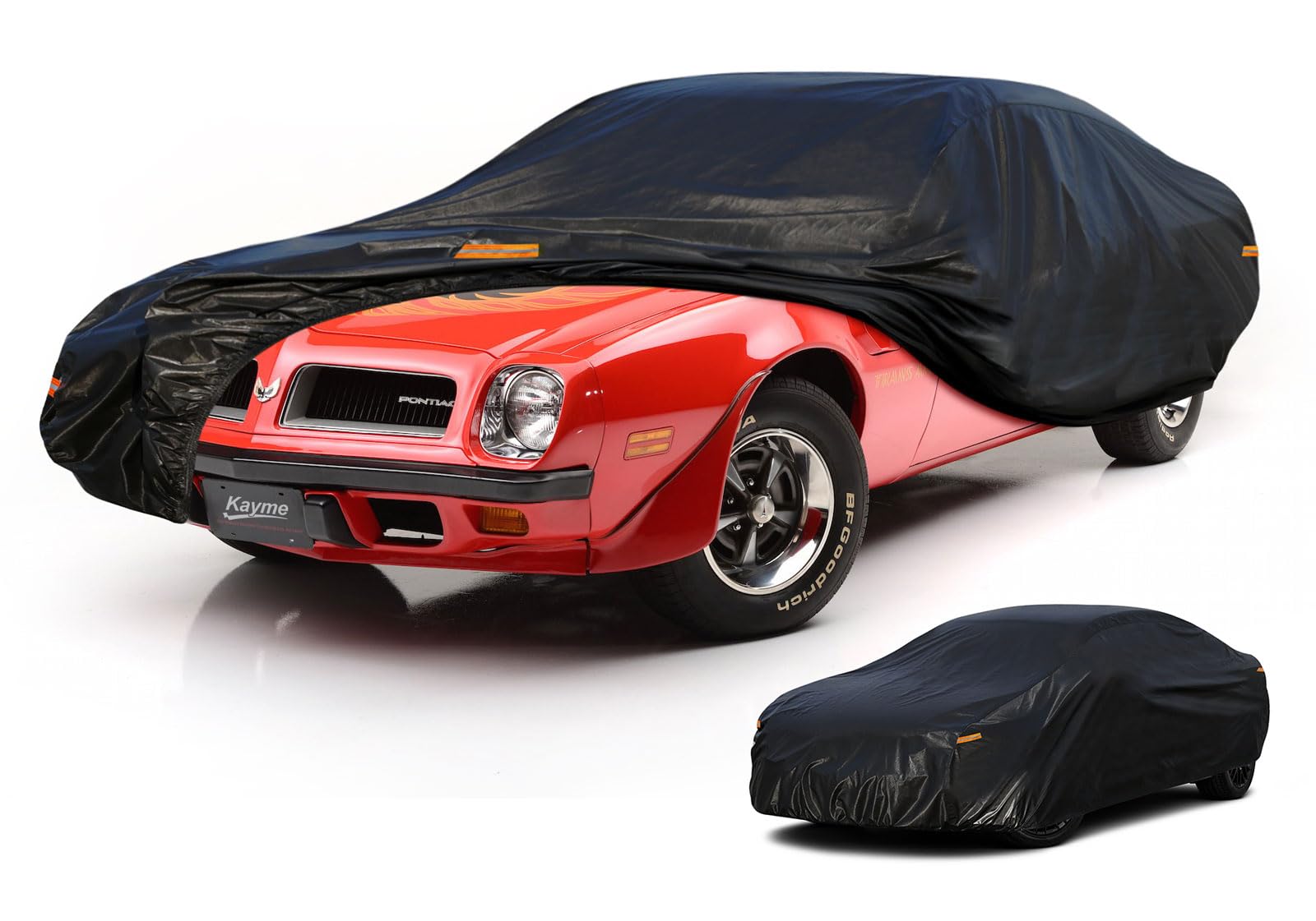 Photo 1 of Kayme 7 Layers Car Cover Waterproof All Weather, Universal Fit for Pontiac Firebird, Trans AM, Dodge Challenger, Ford Thunderbird Outdoor Full Cover Rain Sun Protection (194-208 inch).