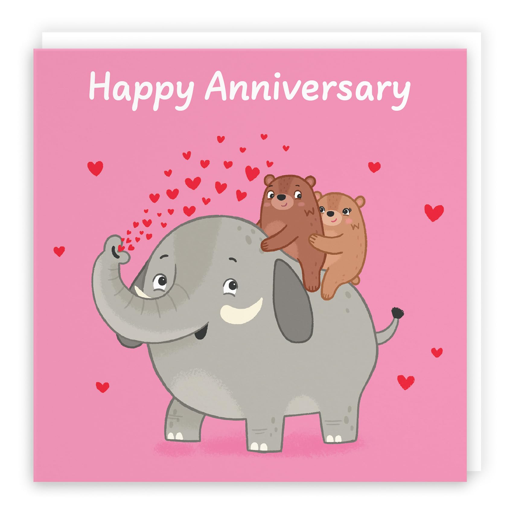 Hunts England - Cute Elephant Love Anniversary Card - For Him, Her, Couple, Men, Women - Fun Bears Anniversary Card - Love Story Collection