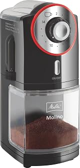 Melitta Molino Coffee Grinder 1019-01 Electric 17 Settings 200 g Black Red view 1