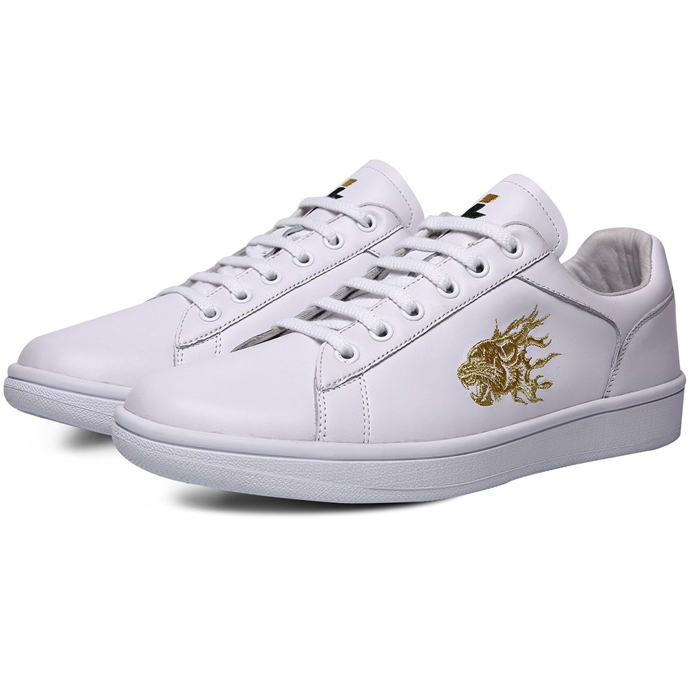 Soulsfeng Men Women Trainers Skateboarding Shoes Top Layer Leather White Shoes(White 7UK)