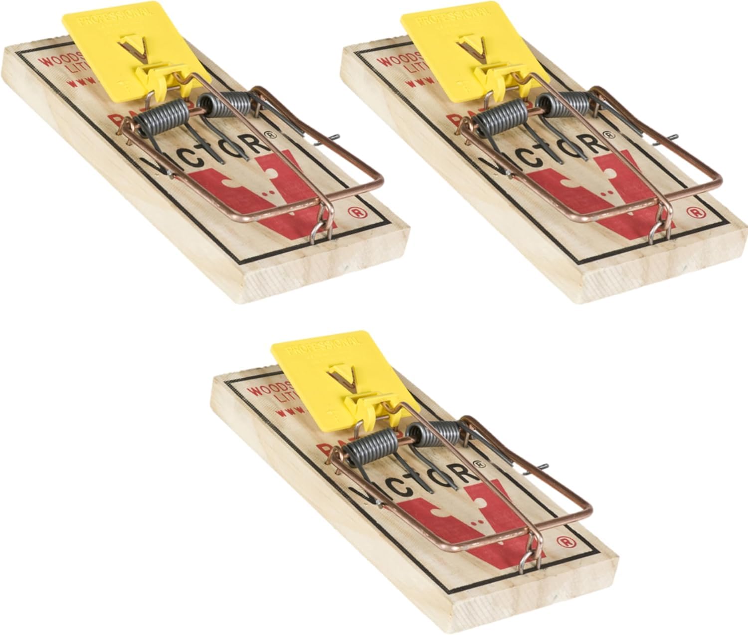 Photo 1 of Victor M205 Snap Pack of 3 - Large Rat Traps - Original Wooden Victor Snaps, World's No.1, Trusted for Over 115 Years, Quick & Effective Results