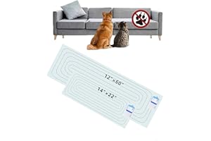 SEERWAY Scat Pet Shock Mat 2 Pieces in Different Size, Shock Pads for Dogs and Cats Training Indoor, Electric Repellent Mat Keeps Pets Off Couch, Sofa, Countertop, 3 Modes (60" x12” + 22"x14")
