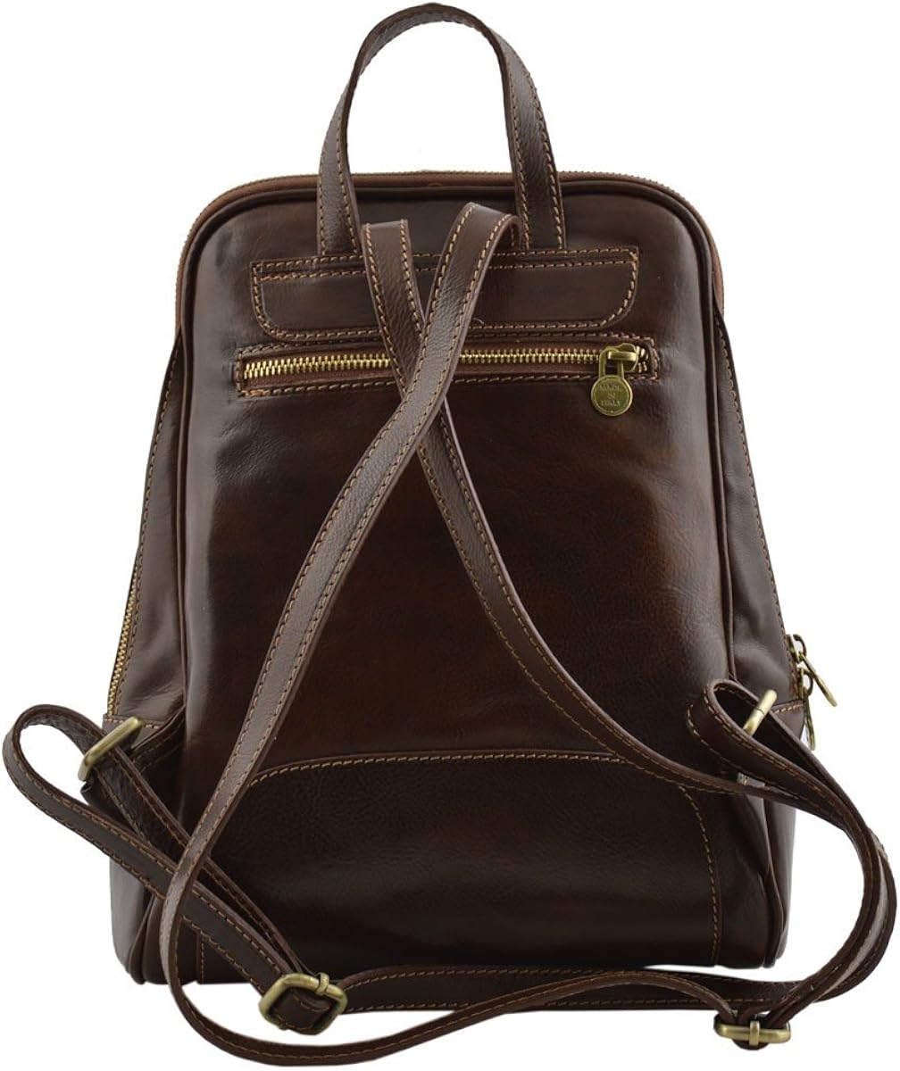 Backpack Made In Italy Genuine Leather Woman Backpack Color Dark Brown
