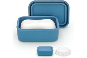 AIDIMMING Leak Proof Silicone Travel Soap Case with Draining Layer, Compact Portable Soap Container, Shatterproof Soap Holder for Traveling, Camping, Gym, Bar Soap Caddy (Dark Blue)