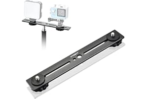 UTEBIT 8 inch Flash Bracket, Dual Camera Mount Flash Bracket Extension Bar with 1/4 Screw Hot Shoe, Straight Flash Bracket Tripod Mount for DSLR Camera LED Light Studio Video Microphone
