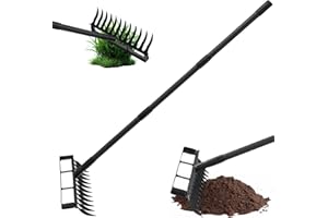 ABtool 2 in 1 Stirrup Hula Hoe Garden Tool, 12 Tines Cultivators for Gardening, Weed Puller Tool with 76" Long Handle for Gardening, Weeding, Seeding, Ditching, Loosening