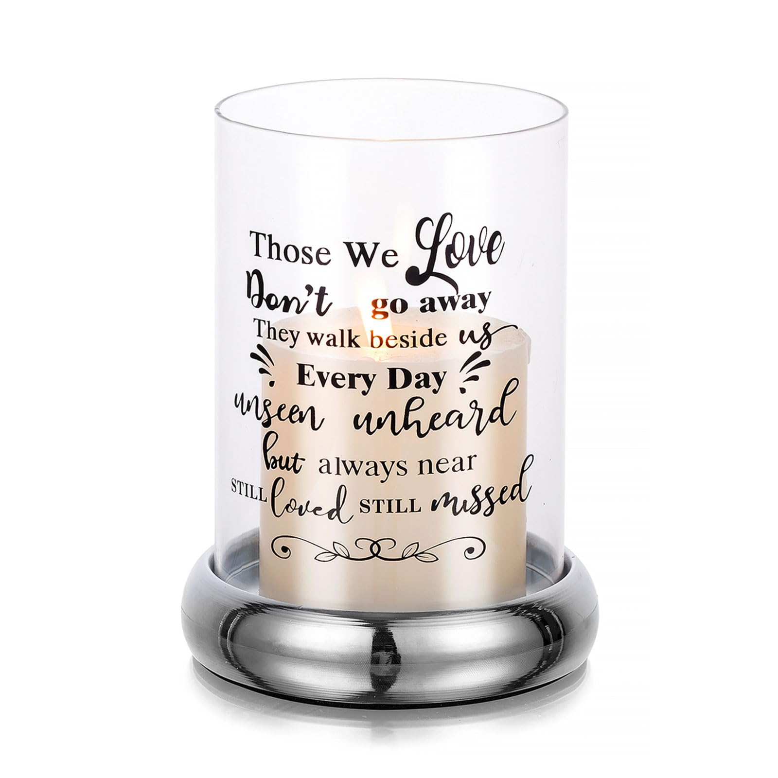 Romadedi Memorial Candle Holder Sympathy Gifts - for Loss of Loved One Glass Hurricane Holder with Touching Message Loving Remembrance Christmas in Heaven Decor for Bereavement Funeral