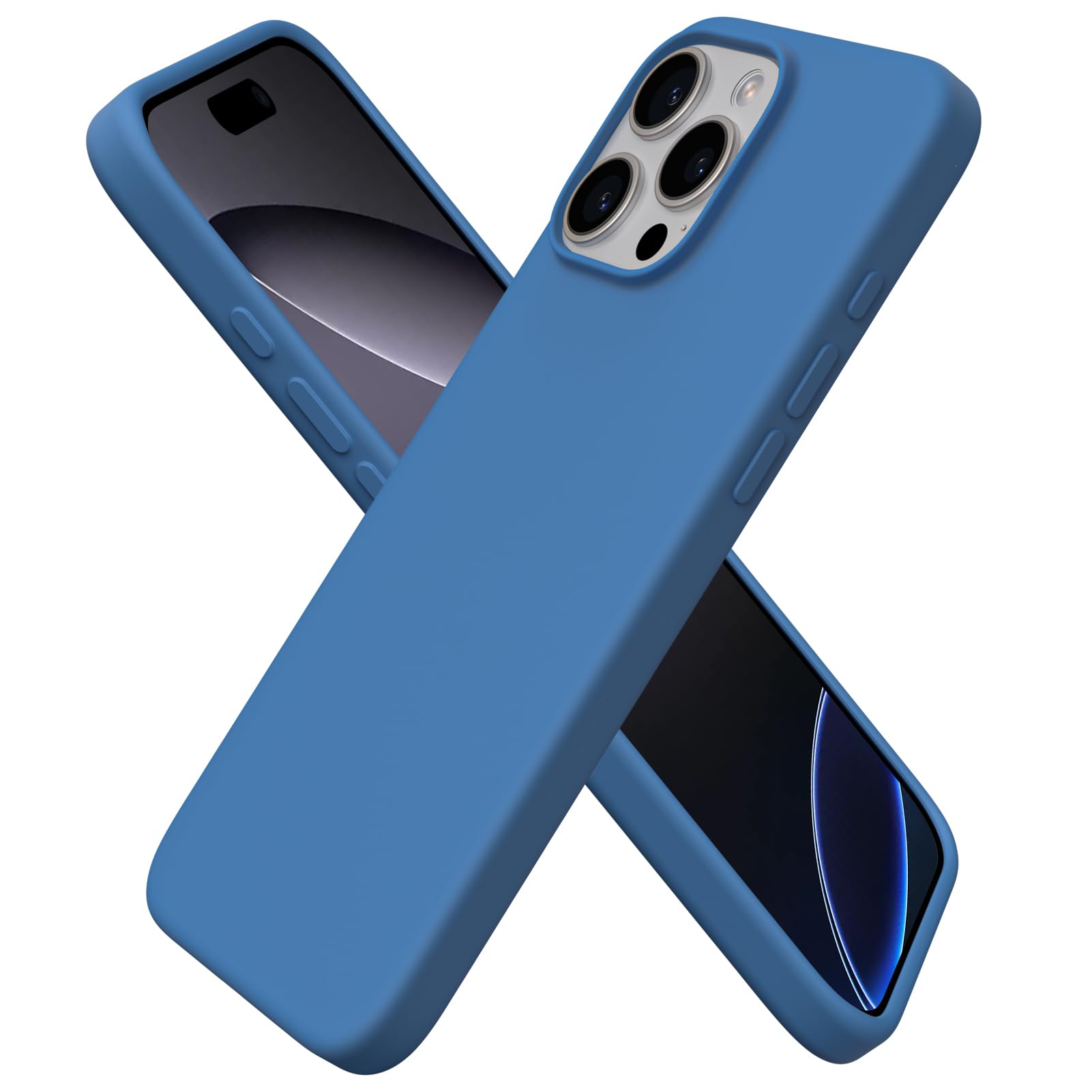 ORNARTO Compatible with iPhone 16 Pro Max Case 6.9", Slim Liquid Silicone 3 Layers Full Covered Soft Gel Rubber 16 Pro Max Phone Cases Cover 6.9 inch-Blue