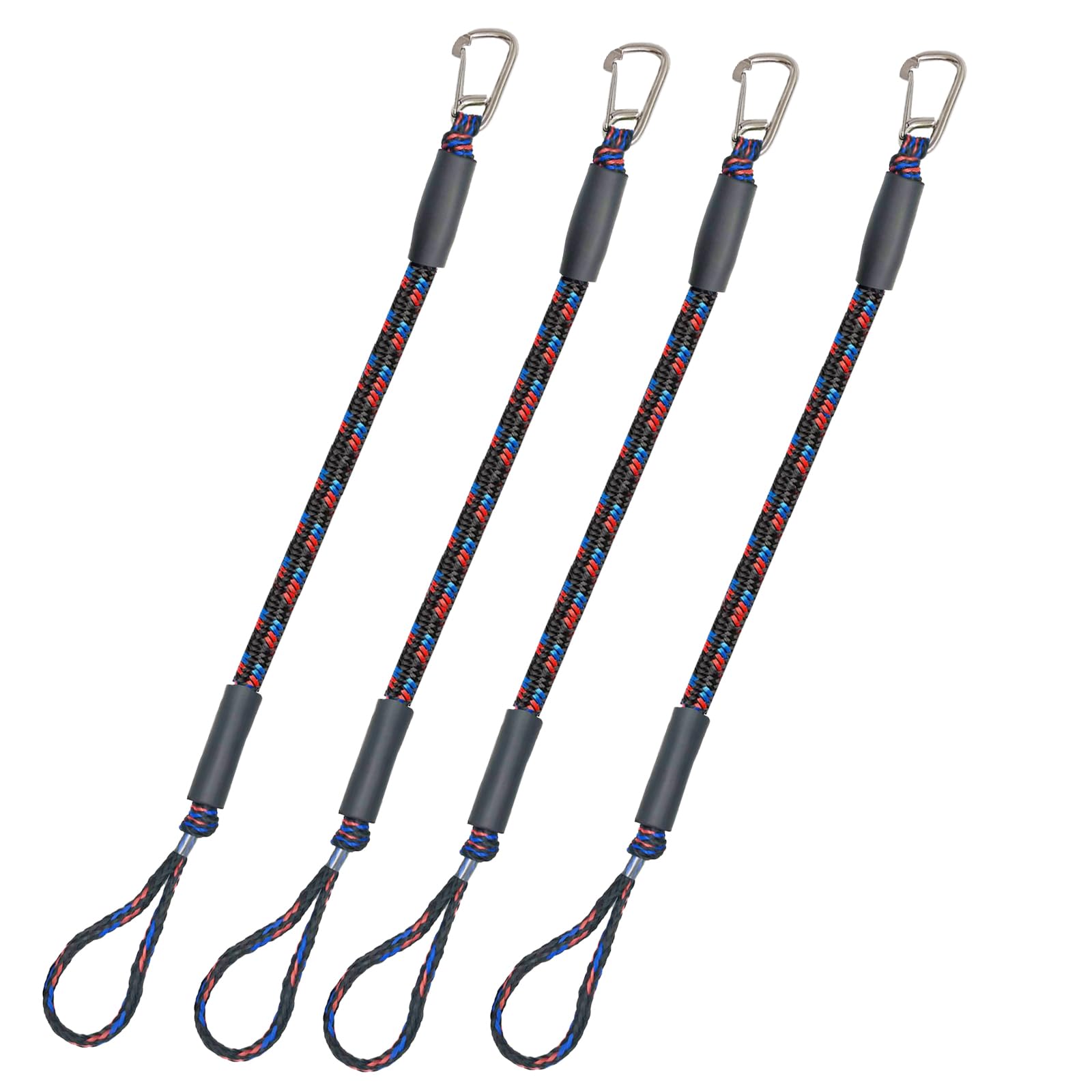 cimsfcor 4 Pcs Bungee Dock Line with Hook, 2FT/ 4FT Premium Bungee Boat Lines Stretchable Bungee Dock Line Mooring Rope for Boat (4 FT)