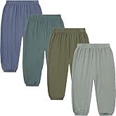 GFQLONG 4 Pack Toddler Boys Girls Cotton Linen Plain Pants Harem Trousers Casual Basic Elastic Loose Summer Spring Bloomers