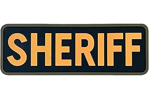 JUJUPUPS PVC Sheriff Patch Hook Fastener Back for MilitaryTactical Vest Combat Plate Carrier Law Enforcement (Yellow, 6x2 inch)