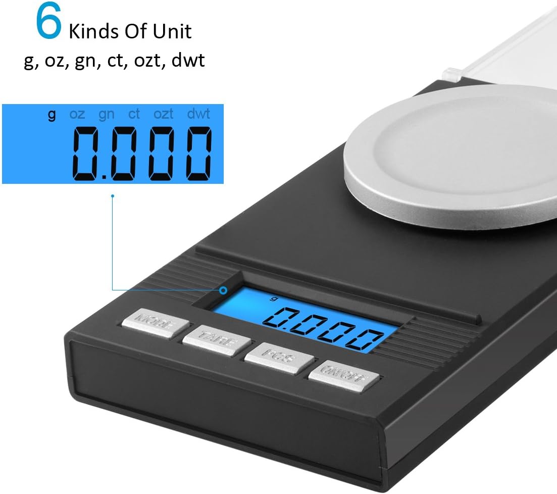 AMIR Digital Mini Scale, Milligram Precise Jewelry Scale, 50g X 0.001g, with Calibration Weights Tweezers and Weighing Pans - Image 5