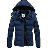 KVE Women's Hooded Winter Coat Warm Quilted Thicken Puffer Jacket with Removable Hood