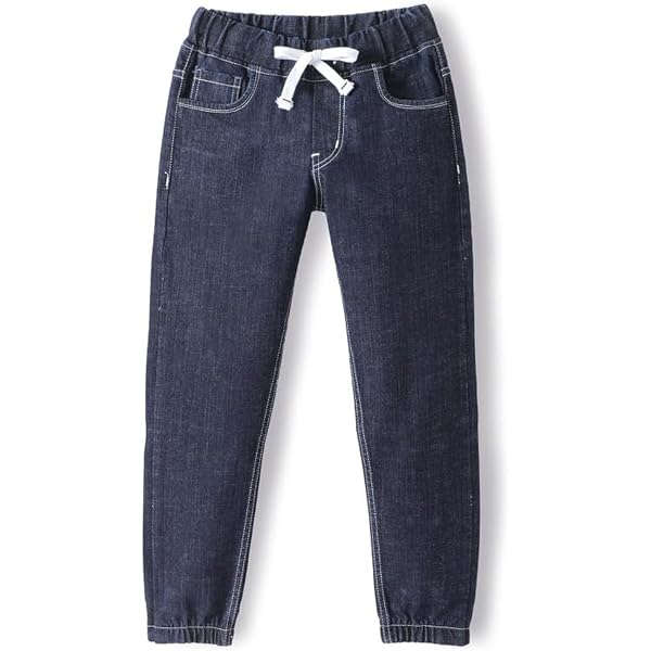 Vaqueros Para Niño De Corte Recto Y Ajustado | Pantalones De Mezclilla Elásticos | Cintura Con Elástico Y Trabillas