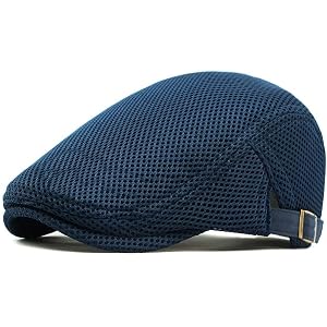 Breathable Flat Cap with Adjustable Strap for Men Women, Breathable Summer Light Newsboy Cap for Driving Walking
