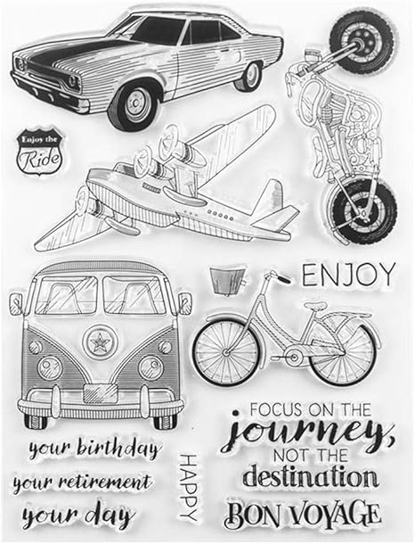 Amazon Co Jp Trendyest 手帳スタンプ クリアスタンプ 手作り Diy グリーティングカード用 はがき ポストカード アルバム 飾り シート Diy道具 車 飛行機 バス ホビー 通販