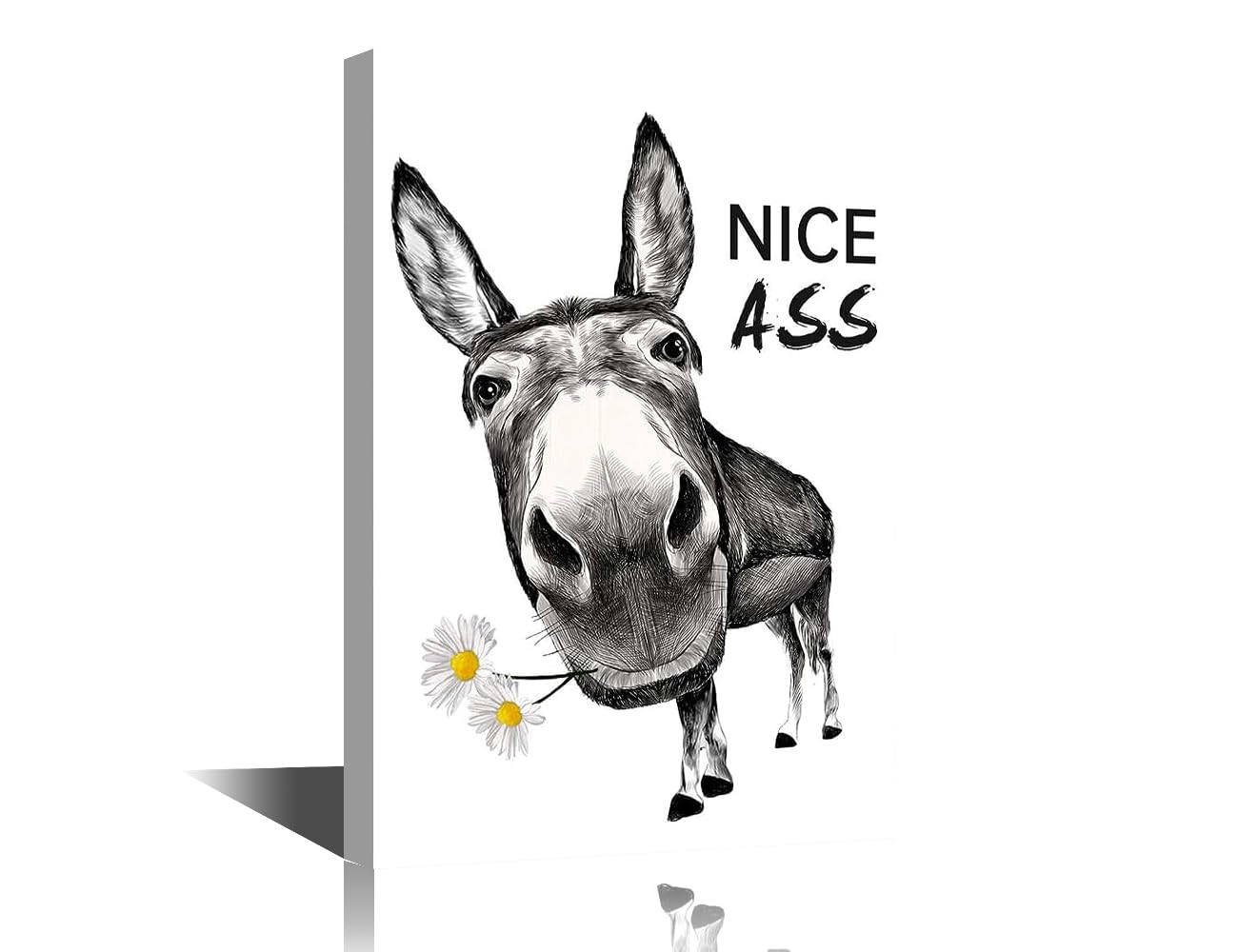 Bathroom Decor Funny Donkey Decor Donkey Canvas Framed Bathtub Decor Wall Art Poster Farmhouse Decor Farm Home Wall Decoration Ready to Hang - 24" Wx16 H — image 1