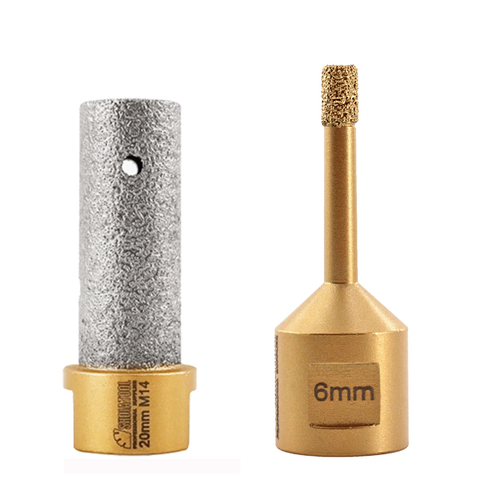 SHDIATOOL Diamond Beveling Chamfer Bits 20mm Countersink Drill Bits and 6mm Diamond Drill Bits M14 Thread for Tile Marble Ceramic Drilling Trimming Finishing Existing Holes