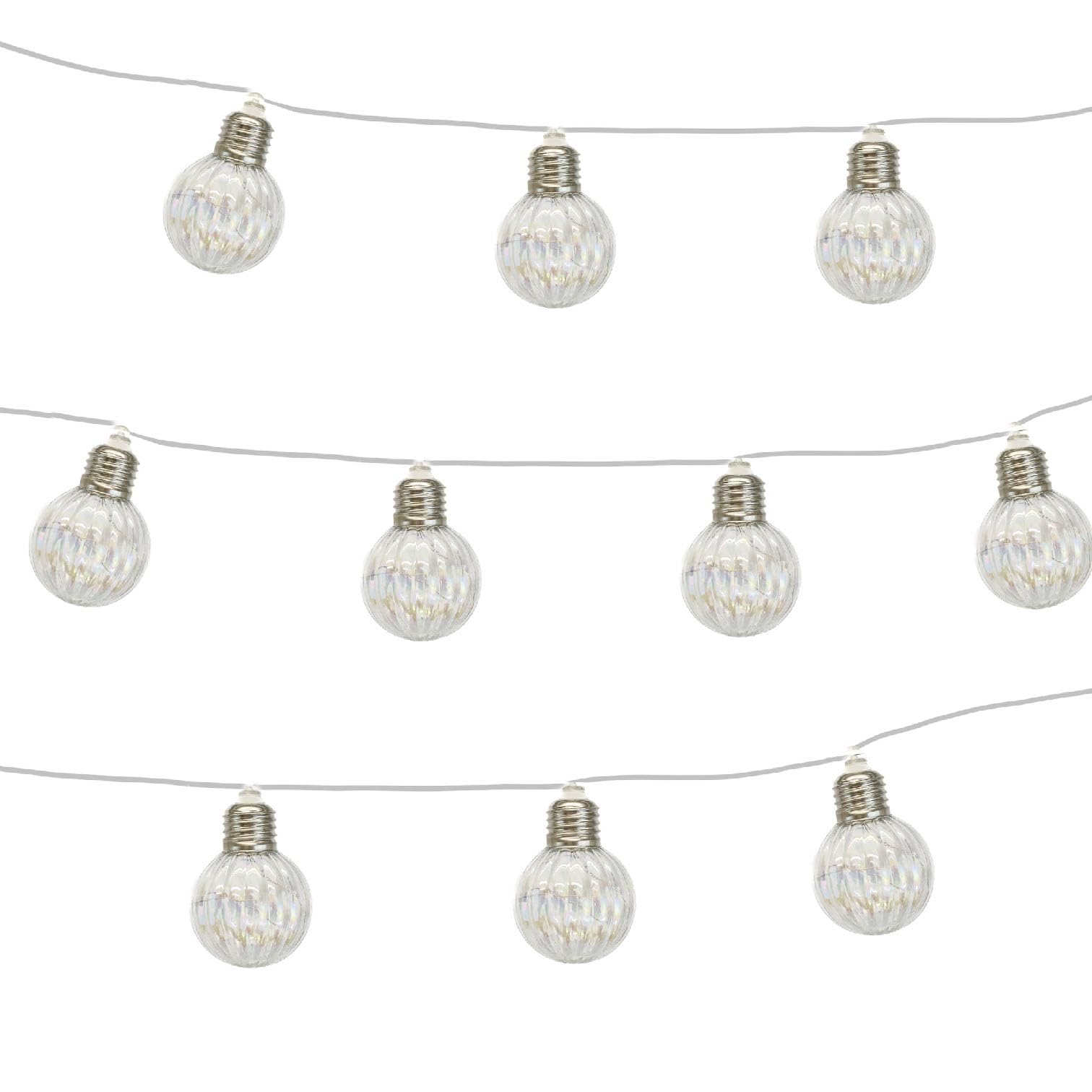 Gardenwize – 2 Metre 10 Piece Solar Powered Bright Bulb Garden String Lights, Pathway Lights – Decorative Garden Decorations No Running Costs (Iridescent Bulb)