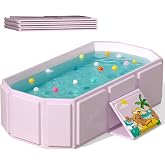 Portable Folding Baby Bath Tub, 29.5L x 17.7W x 9.8H inches, Suitable for 0-6 Years, Pink/Mint Green (Pink)