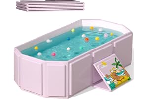 ROUSKY Portable Folding Baby Bath Tub, 29.5L x 17.7W x 9.8H inches, Suitable for 0-6 Years, Pink/Mint Green (Pink)