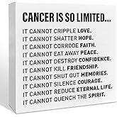 Cancer Warrior Gifts for Women Men, Birthday Gifts for Cancer Patients Chemo Inspirational Cancer Survivor Gifts, Cancer Support Fighter Encouragement Gifts, Cancer Is So Limited, Wooden Box Sign (F)