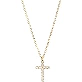Non Tarnish Cross Necklace for Women | Gold Cross Necklace | Silver Cross Necklace | Dainty Cross Necklace |Waterproof Jewelry | 18K PVD Gold Plated with Cubic Zirconia | Pendant Necklace | Tarnish Free Gold Jewelry