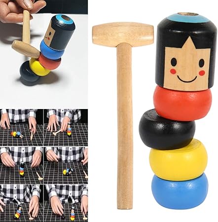 Amazon だるま落とし 手作り魔法の小道具 木製 おもちゃ おもしろい パズル ストレス解消 玩具 贈り物 木製パズル おもちゃ