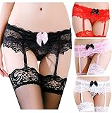 Adulove Garter Belt, Women's 4-Pack Suspender Belt Set with Straps and Clips for Stockings