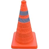 12-Inch Collapsible Traffic Safety Cone, Reflective Pop Up Roadside Barrier | Multi purpose cone for work area protection, emergency car kits and construction sites. High visibility orange.