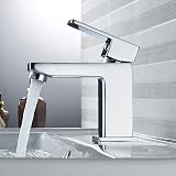 Luckyhome Square Basin Mixer Tap Chrome Brass Single Lever with Pop Up Waste G view 2