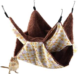Hamster Hamaca, Conejo amarillo capas dobles Hamaca caliente la cama
