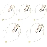 5 Pack Double Earset Headset Microphone Mini XLR Mic 3 Pin TA3F Plug Headworn Over Ear Hanging Condenser Mic in Ear Back Electric Microphone for AKG Samson,Windscreen