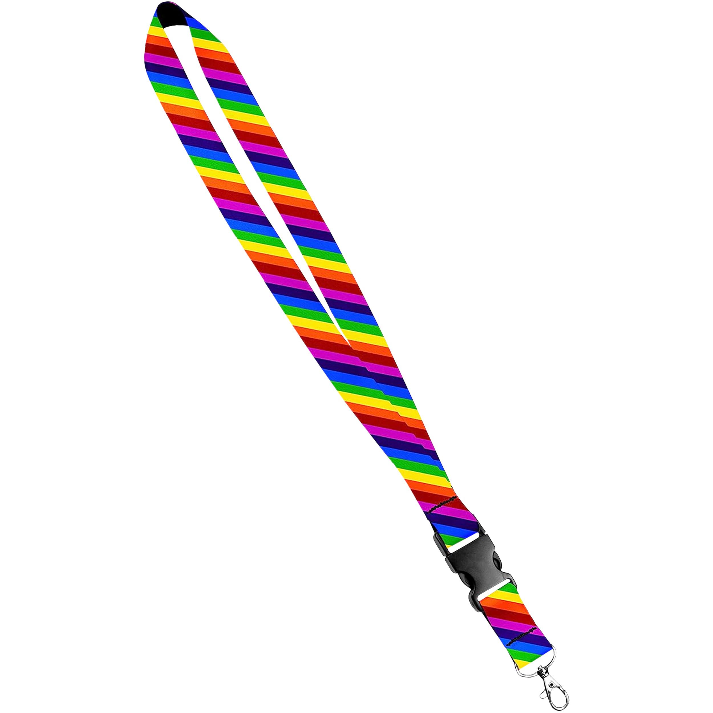 Moose Pet Wear Fashionable Lanyard - Satin Keychain Necklace, ID Badge Holder – 3/4 Inch, Rainbow Stripe — image 1