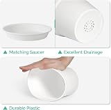 T4U 17cm Plastic Plant Pots 6-Pack with Saucer White Indoor Outdoor view 5