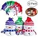12PCS Christmas Drawstring Gift Bags for Holiday Party Favors and Decorations, Treats, Christmas Draw String Candy Goodie Bags, 3 Colors, Snowman Design