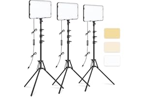 Obeamiu 3 Pack LED Video Light with 70'' Extendable Tripod Stand, 2500-8500K Photography Lighting Kit Studio Lights for Live 