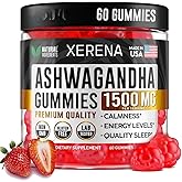 XERENA Ashwagandha Gummies 1500mg - Extra Strength Organic Ashwagandha Supplement for Stress Relief & Sleep - Vegan,Organic Ashwagandha Supplement for Stress Relief, Anxiety & Sleep