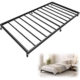 Hlplenn Twin Trundle Bed Frame with Steel Slats, Effortless Roll-Out Trundle Frame, Silent Locking Wheels &amp; Quick Assembly, Space-Saving Guest, Kids, or Dorm Bed for Small Rooms, Black