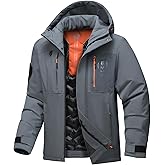BANTREK Men's Winter Jacket Waterproof Ski Snow Coat Windproof Snowboard Hooded Raincoats with Warm Graphene lining